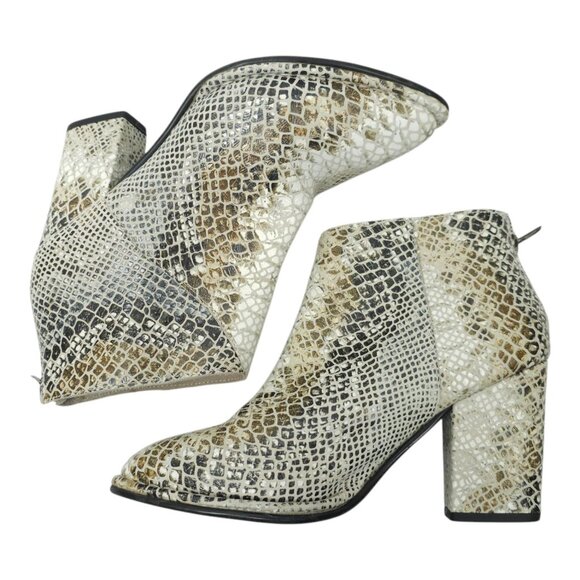 Diba True Pay Phone Chelsea Ankle Boots Womens 8 Reptile Print Zip Block Heel - Picture 12 of 16